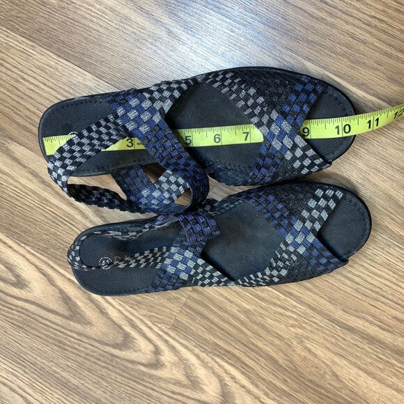 Bernie Mev Wedge Sandal Slip-On Open Toe Women’s Size 41 US 10 Black Blue Gray - Picture 9 of 11
